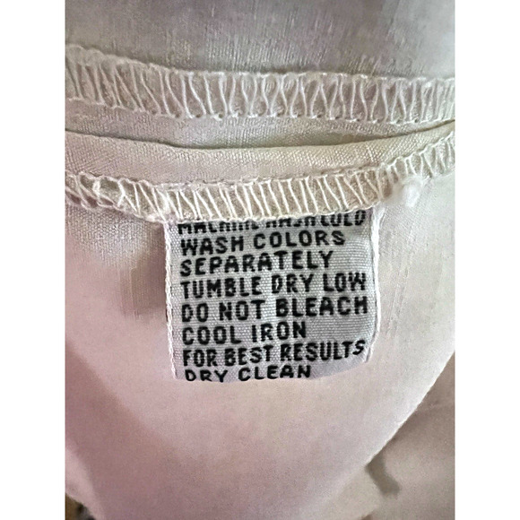 Tommy Bahama Mens Vintage Beige Embroidered Silk Button Up Shirt Medium Pocket - Picture 10 of 10